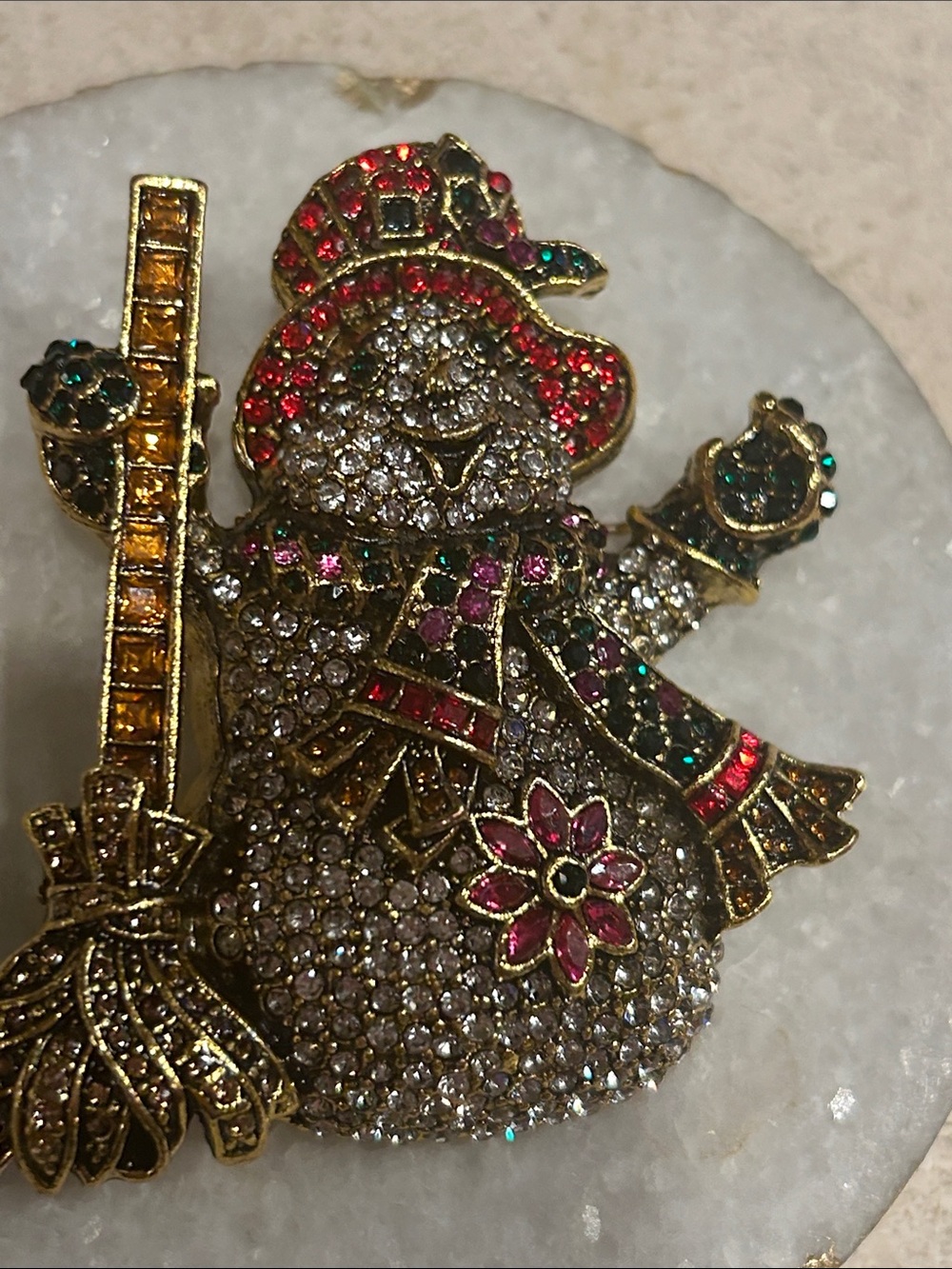 Crystal Snowman Brooch Pin in Multicolor - Detailed statement